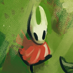 A digital painting of Hornet running through a lush green area, with beams of light illuminating her from above.